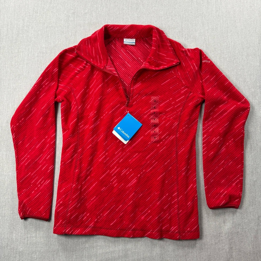 Columbia Glacial Fleece III Print Red Heathered Zip-Neck Pullover
